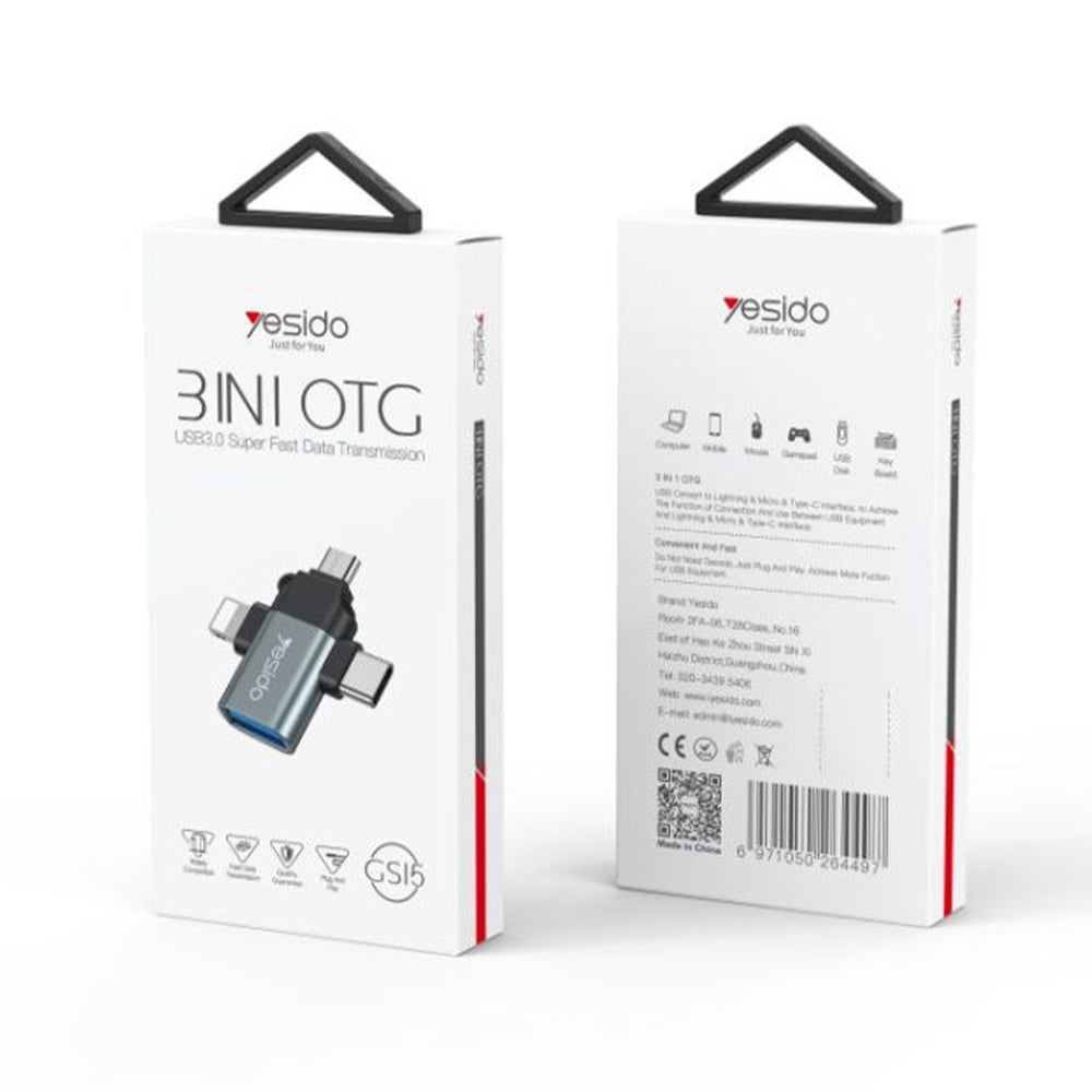 محول OTG يسيدو 3 في 1 GS15 USB 2.0