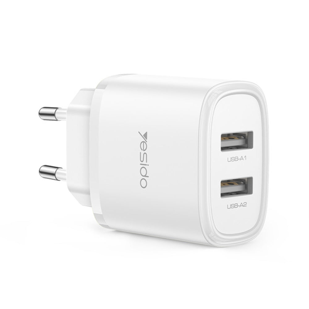 شاحن حائط يسيدو منفذين USB-A بقوة 12 واط YC72 - أبيض